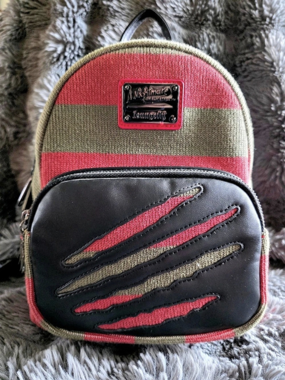 Loungefly A Nightmare on Elm Street Freddy Sweater Mini Backpack Red & Green